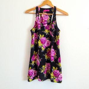 100% Silk Betsey Johnson Floral Racerback Tunic Top
